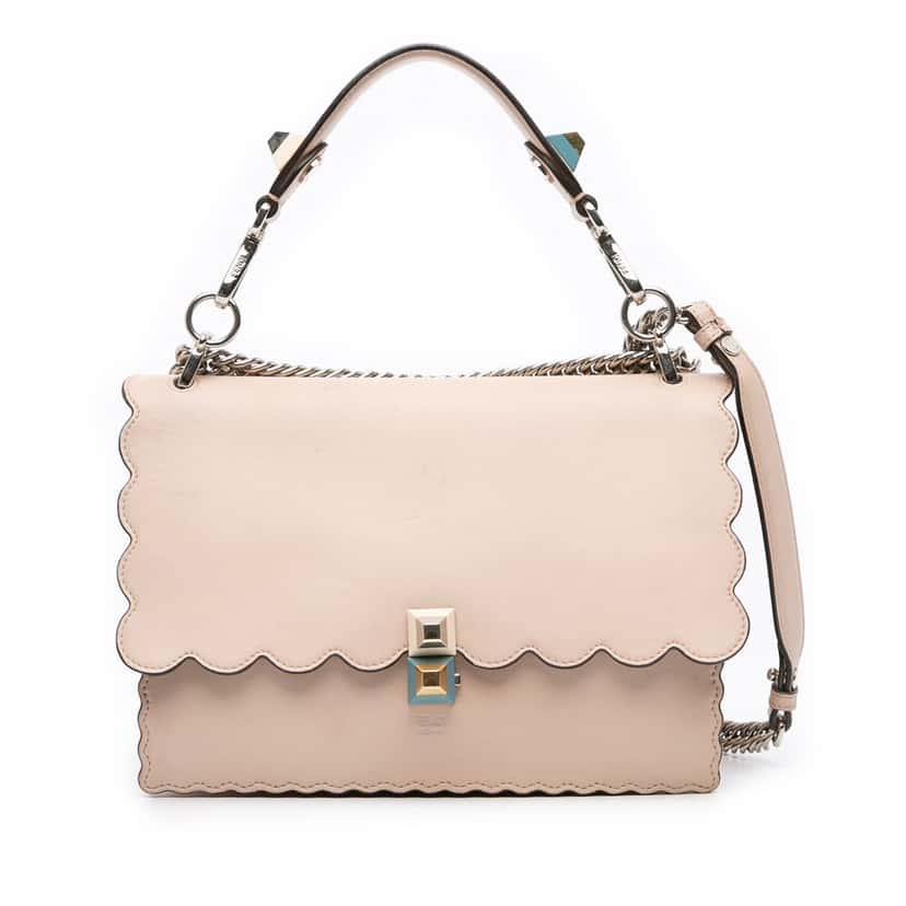Fendi Medium Scalloped Leather Kan I Satchel Pink Leather Good condition - Front View