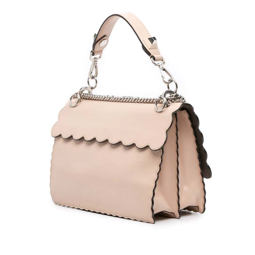 Fendi Medium Scalloped Leather Kan I Satchel Pink Leather Good condition - Back View