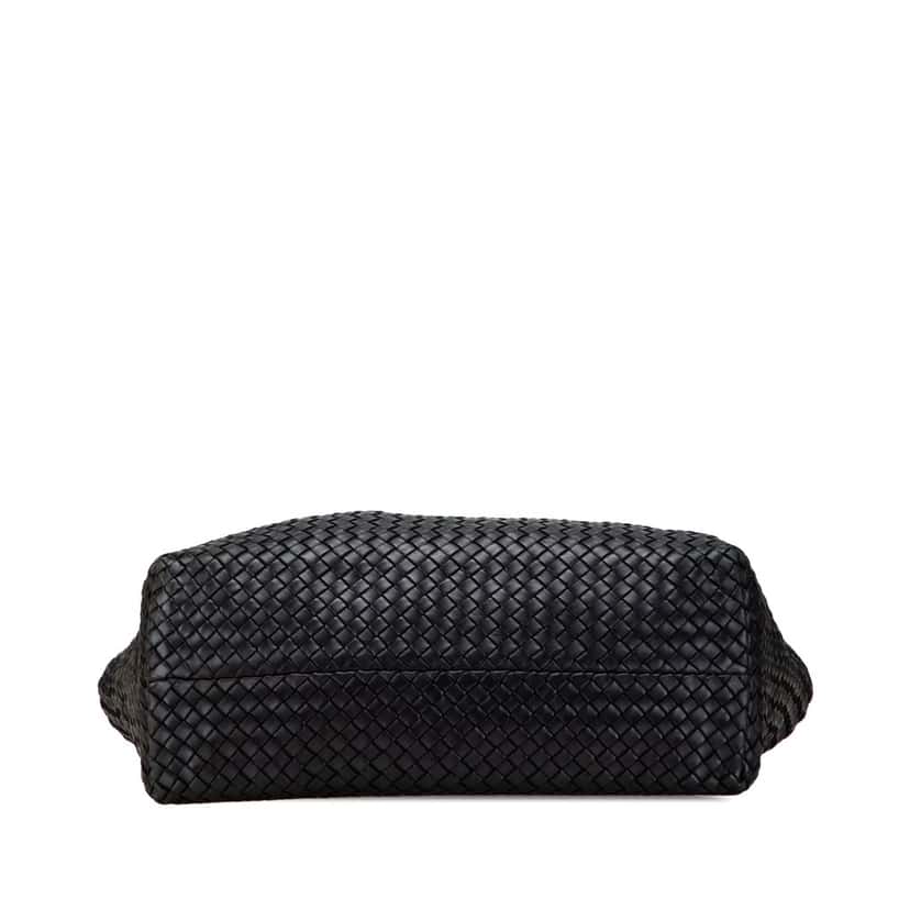 Bottega Veneta Medium Lambskin Intreccio Cabat Tote Black Leather Good condition - Inside View