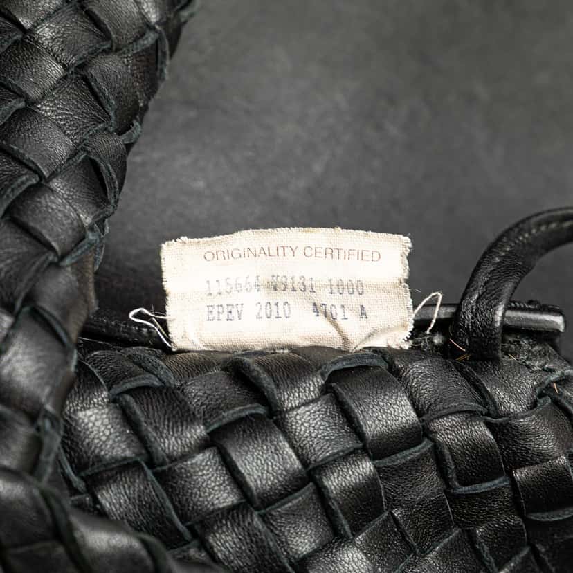 Bottega Veneta Medium Lambskin Intreccio Cabat Tote Black Leather Good condition - Box View