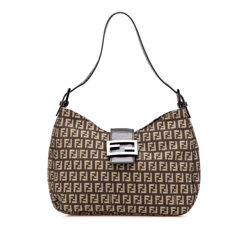 Fendi Zucchino Canvas Shoulder Bag Brown Canvas Good condition - Front View