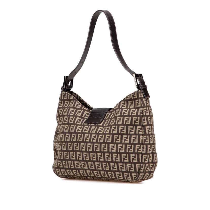 Fendi Zucchino Canvas Shoulder Bag Brown Canvas Good condition - Back View