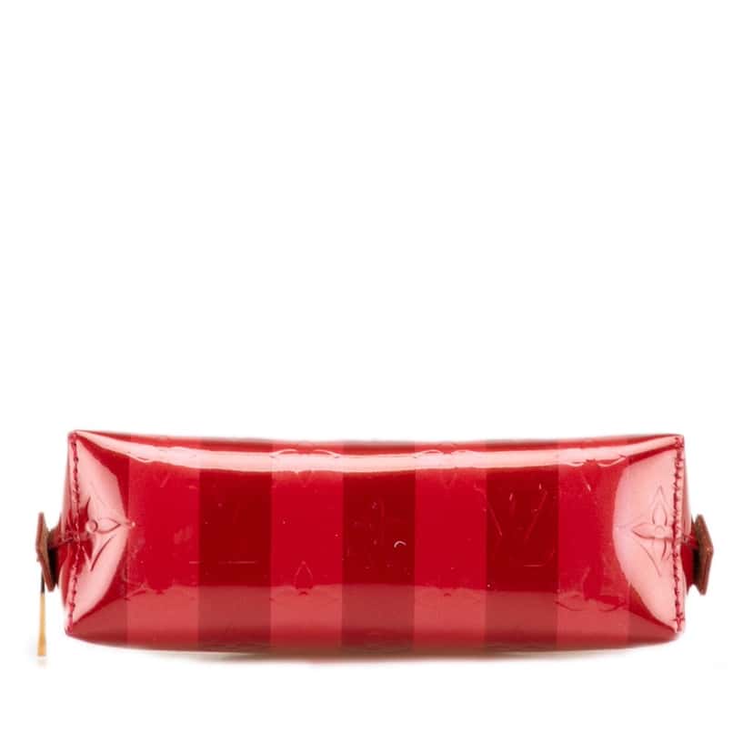 Louis Vuitton Monogram Vernis Rayures Cosmetic Pouch Red Leather Good condition - Inside View