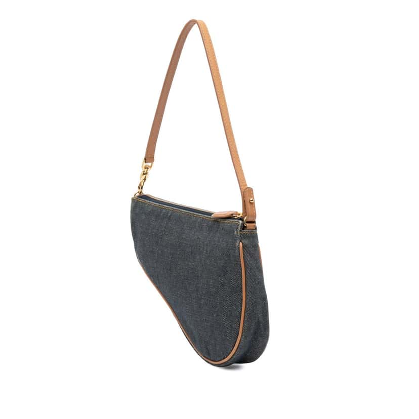 Dior Mini Denim Saddle Pochette Blue Denim Good condition - Back View