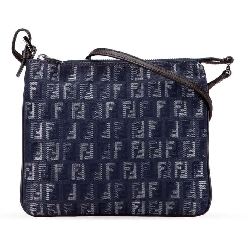 Fendi Zucchino Denim Crossbody Blue Denim Good condition - Front View