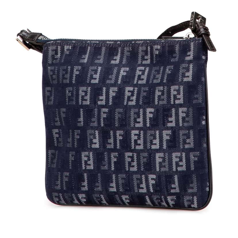 Fendi Zucchino Denim Crossbody Blue Denim Good condition - Back View