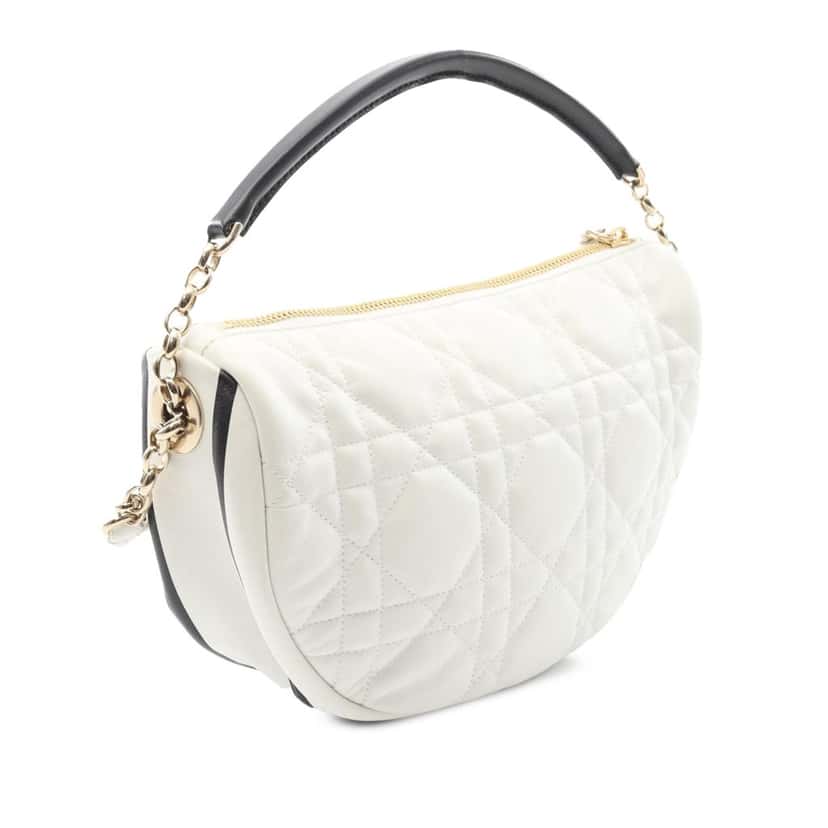 Dior Medium Lambskin Cannage Dior Vibe Hobo White Leather Good condition - Back View