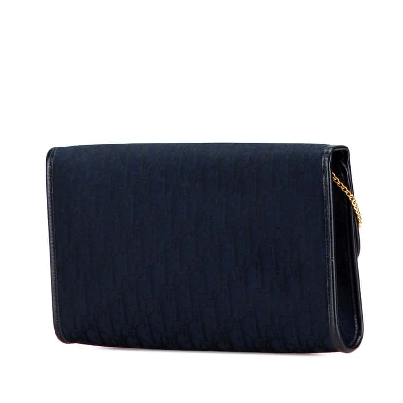 Dior Oblique Canvas Chain Crossbody Blue Canvas Good condition - Back View