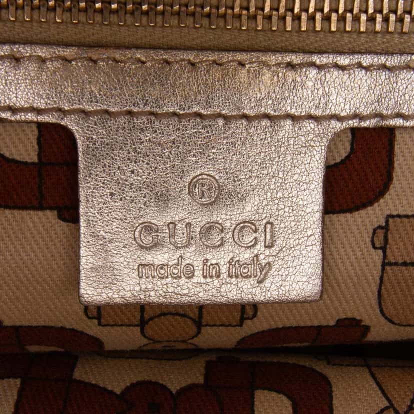 Gucci Metallic Guccissima Web Treasure Handbag Silver Leather Fair condition - Box View