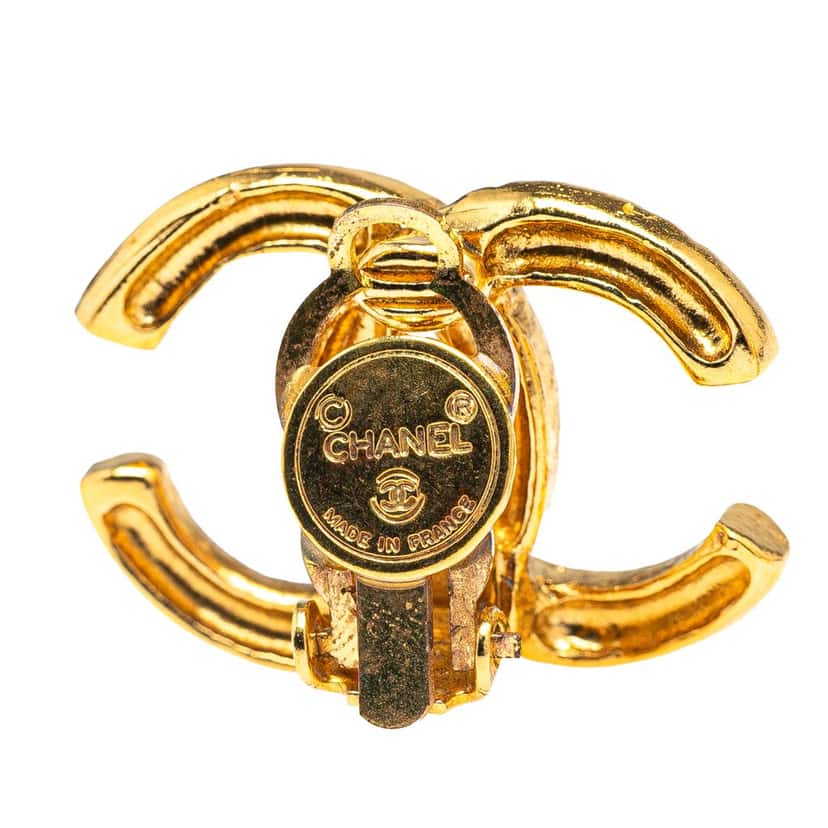 Chanel Gold Plated CC Clip On Earrings Gold Metal Good condition - Inside View
