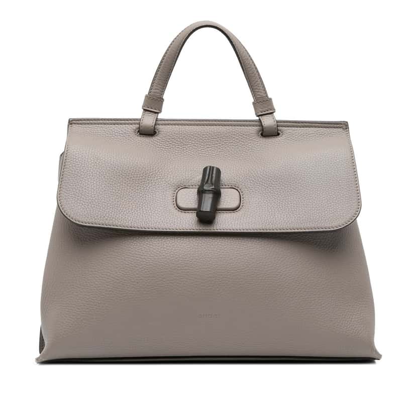 Gucci Medium Leather Bamboo Daily Satchel Brown Leather Very good condition - Front View