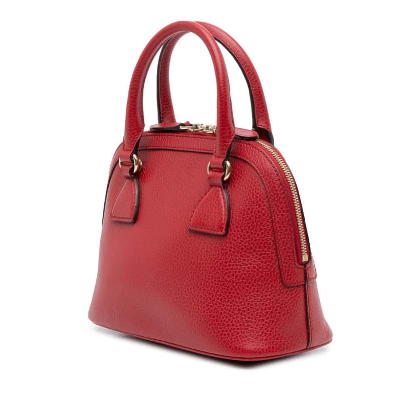 Gucci Mini Leather GG Charm Dome Satchel Red Leather Good condition - Back View