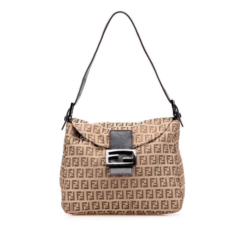 Fendi Zucchino Canvas Double Flap Mamma Brown Canvas Good condition - Front View