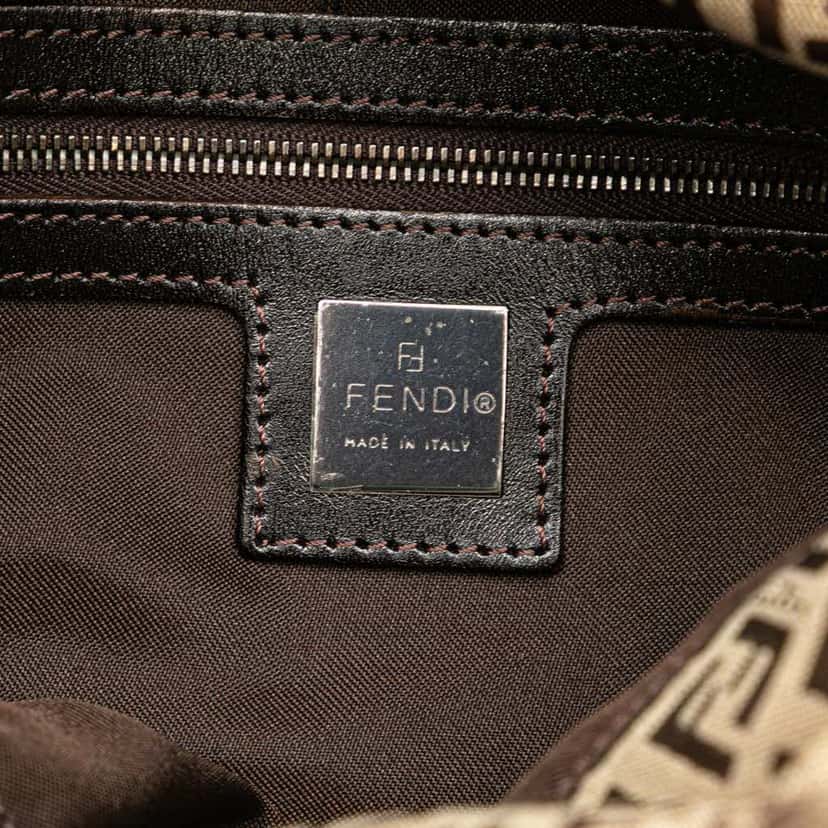 Fendi Zucchino Canvas Double Flap Mamma Brown Canvas Good condition - Box View