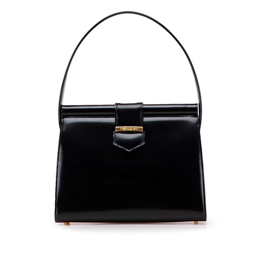 Yves Saint Laurent Leather Top Handle Frame Bag Black Leather Good condition - Front View