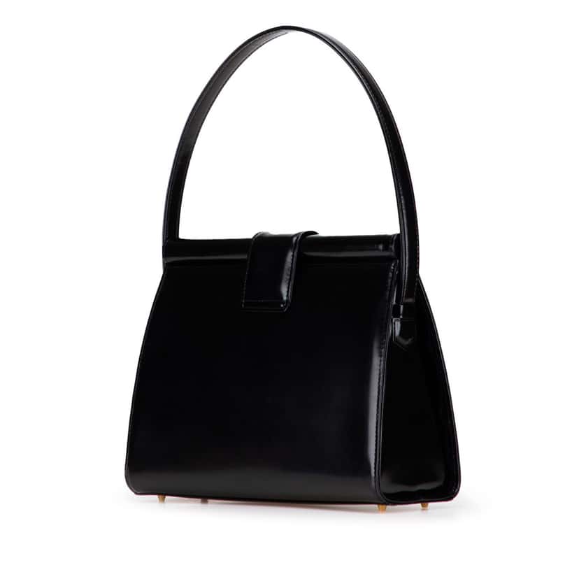 Yves Saint Laurent Leather Top Handle Frame Bag Black Leather Good condition - Back View