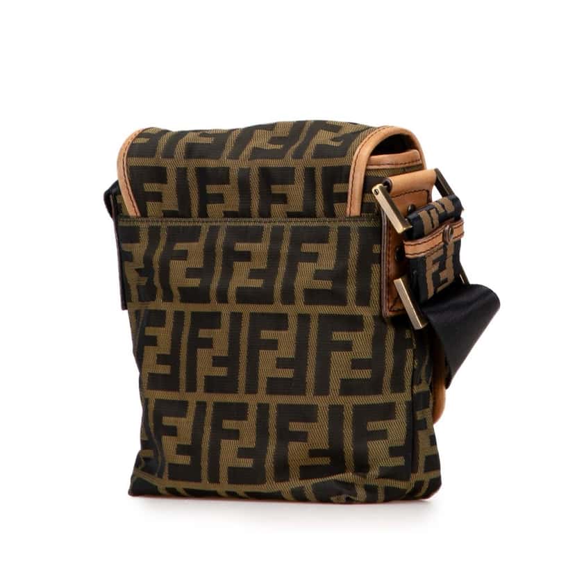 Fendi Mini FF Zucca Canvas Crossbody Brown Canvas Good condition - Back View