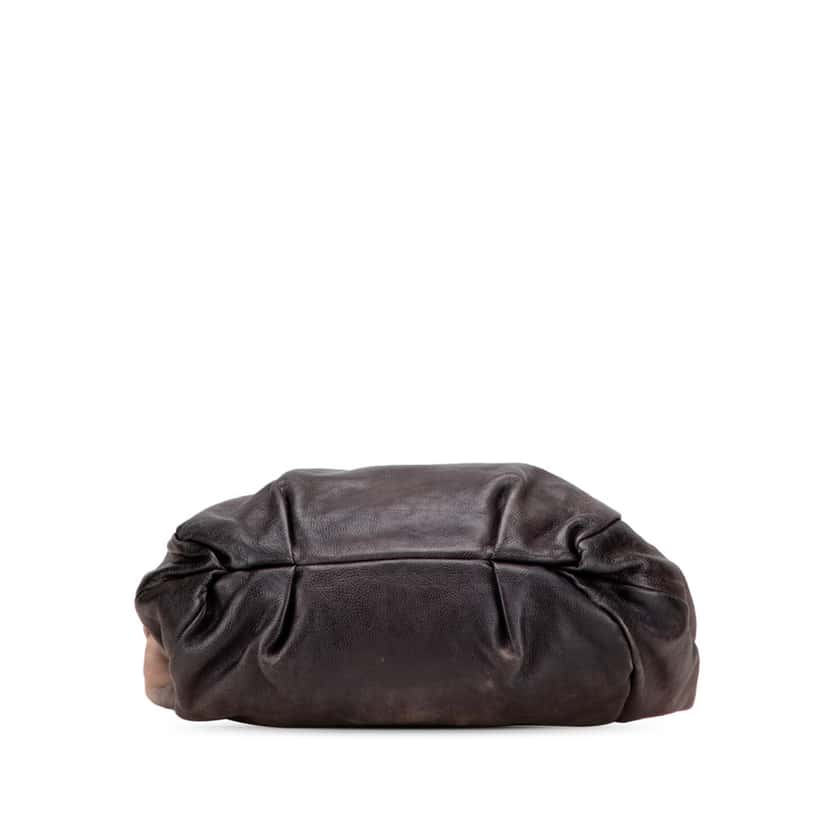 Prada Glace Calf Ombre Pleated Hobo Brown Leather Good condition - Inside View