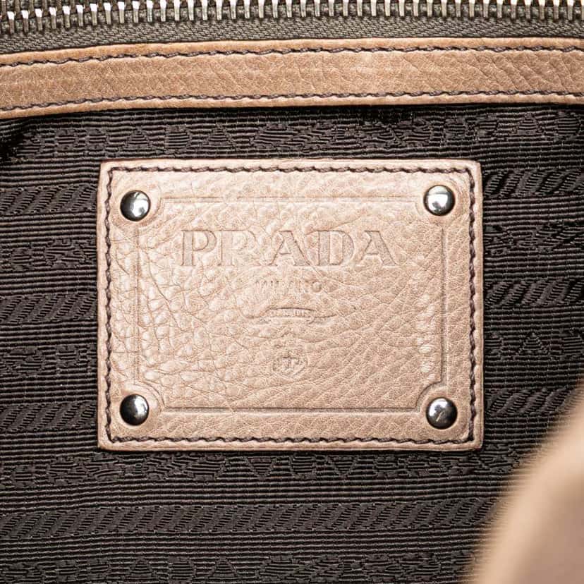 Prada Glace Calf Ombre Pleated Hobo Brown Leather Good condition - Box View