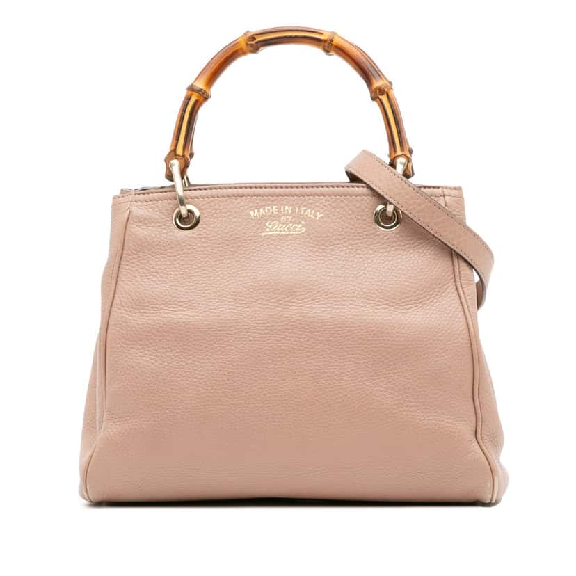 Gucci Small Calfskin Bamboo Shopper Satchel Pink Leather Good condition - Front View
