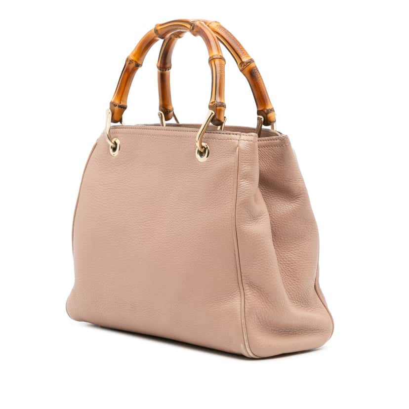 Gucci Small Calfskin Bamboo Shopper Satchel Pink Leather Good condition - Back View