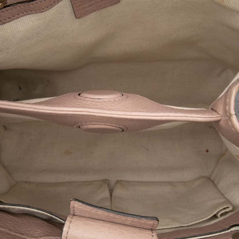 Gucci Small Calfskin Bamboo Shopper Satchel Pink Leather Good condition - Model View