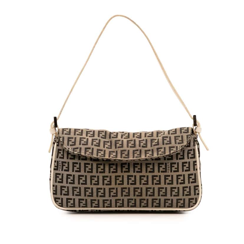Fendi Zucchino Canvas Flap Pochette Brown Canvas Good condition - Front View