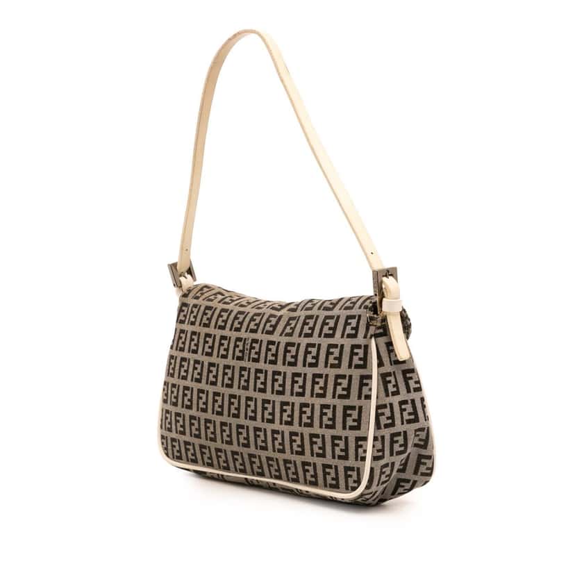 Fendi Zucchino Canvas Flap Pochette Brown Canvas Good condition - Back View