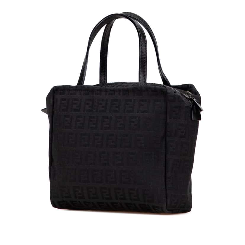 Fendi Mini Zucchino Canvas Handbag Black Canvas Good condition - Back View