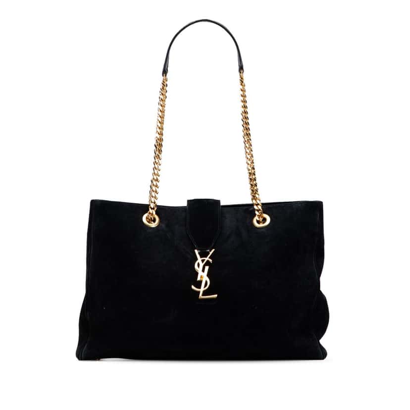 Saint Laurent Suede Monogram Cassandre Shopper Tote Black Leather Good condition - Front View