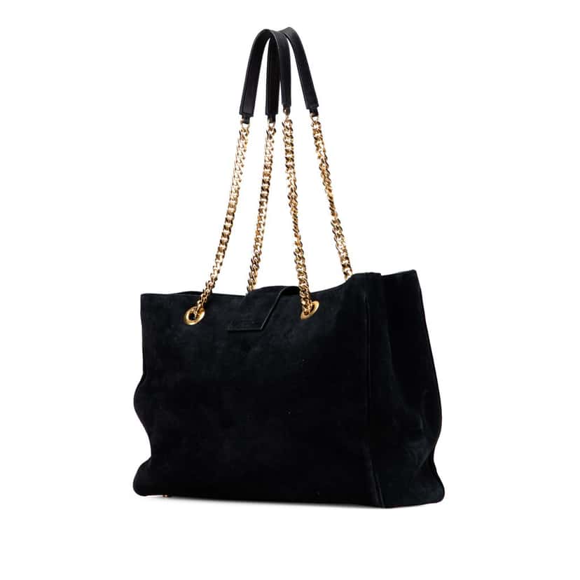 Saint Laurent Suede Monogram Cassandre Shopper Tote Black Leather Good condition - Back View