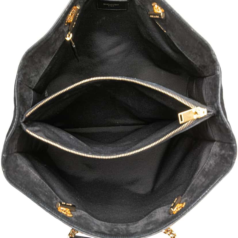 Saint Laurent Suede Monogram Cassandre Shopper Tote Black Leather Good condition - Model View