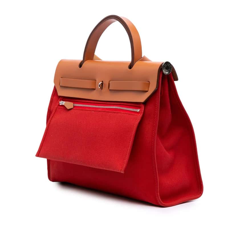 Hermès Toile Herbag Zip 31 Red Canvas Good condition - Back View