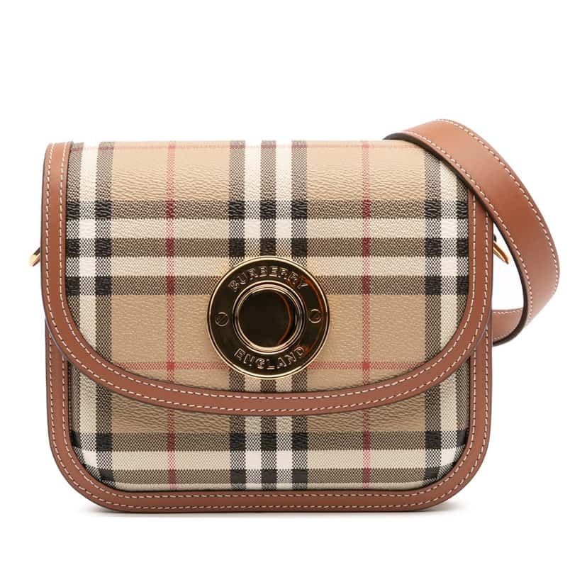 Burberry Small House Check Coated Canvas Elizabeth Crossbody Brown Canvas Good condition - Front View