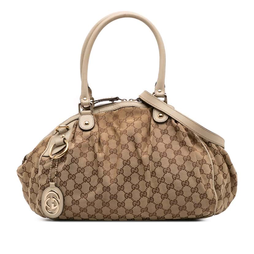 Gucci GG Canvas Sukey Satchel Brown Canvas Good condition - Front View
