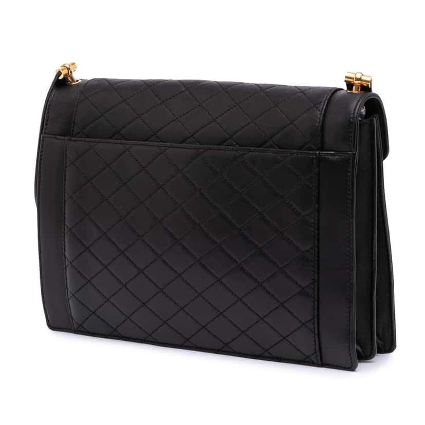 Saint Laurent Quilted Lambskin Gaby Shoulder Bag Black Leather Good condition - Back View