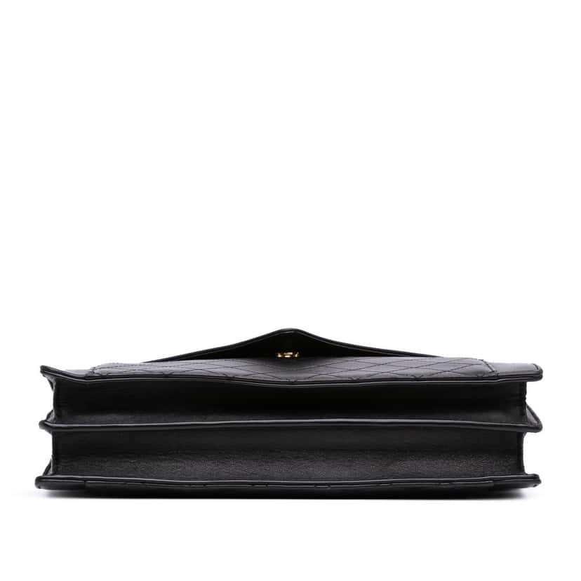 Saint Laurent Quilted Lambskin Gaby Shoulder Bag Black Leather Good condition - Inside View