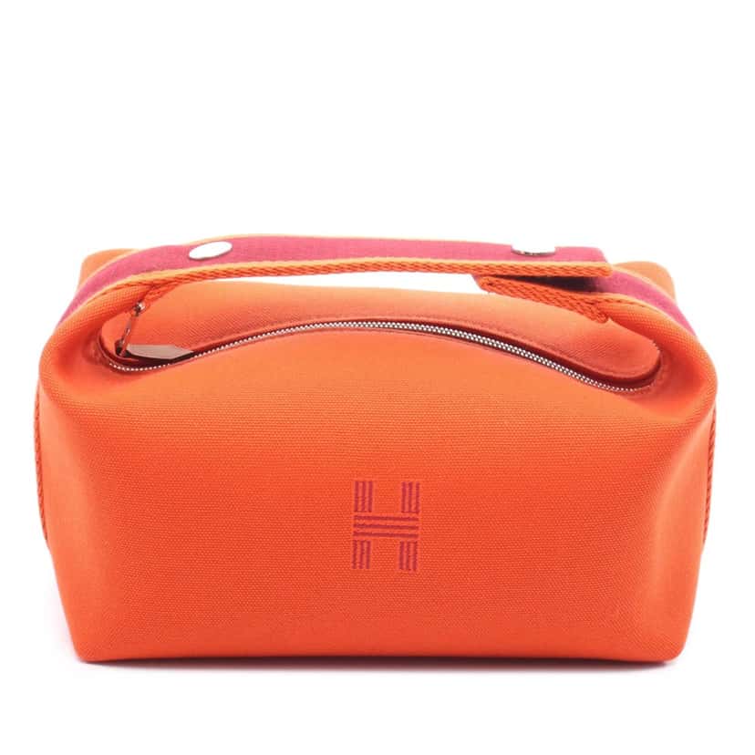 Hermès Small Canvas Bride A Brac Case Orange Canvas Very good condition - Front View