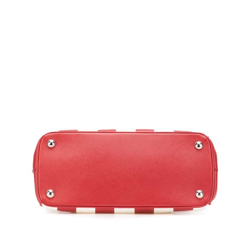 Prada Small Bicolor Saffiano Galleria Double Zip Satchel Red Leather Very good condition - Inside View