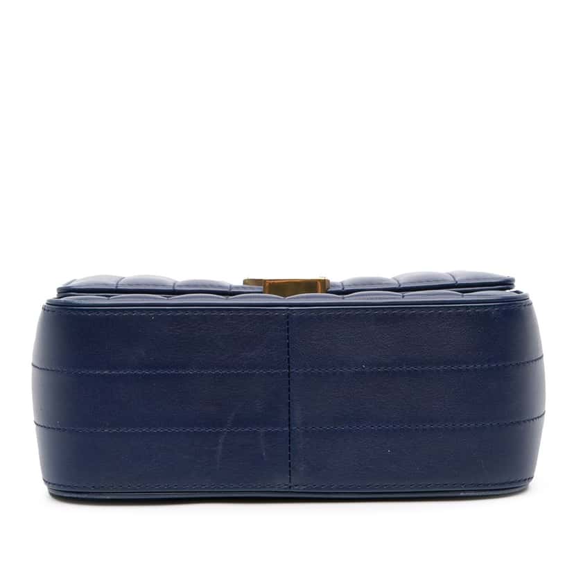 Saint Laurent Medium Lambskin Monogram Vicky Chain Bag Blue Leather Very good condition - Inside View