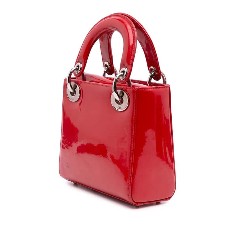 Dior Mini Patent Lady Dior Red Leather Good condition - Back View
