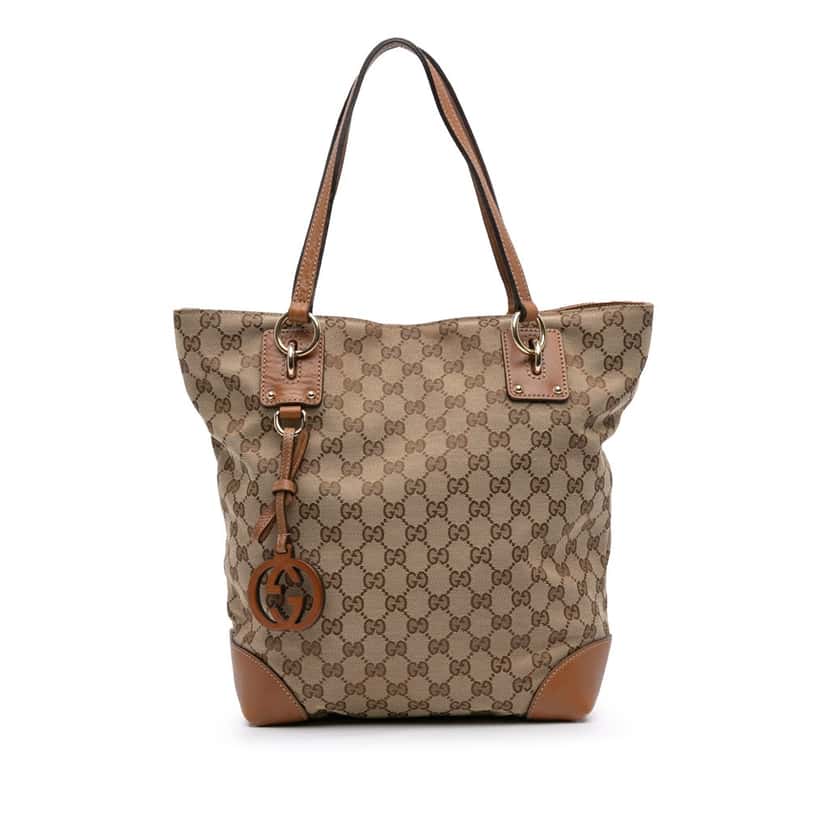 Gucci Medium GG Canvas GG Charm Tote Brown Canvas Good condition - Front View