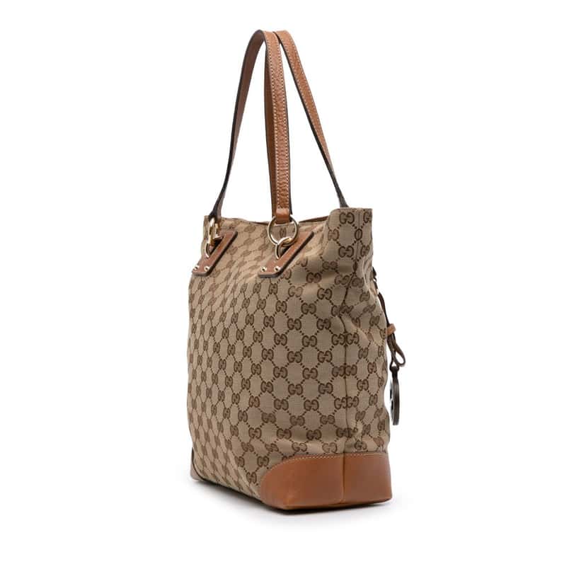 Gucci Medium GG Canvas GG Charm Tote Brown Canvas Good condition - Back View