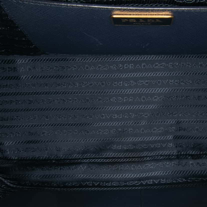 Prada Medium Bicolor Saffiano Lux Galleria Double Zip Satchel Blue Leather Good condition - Model View