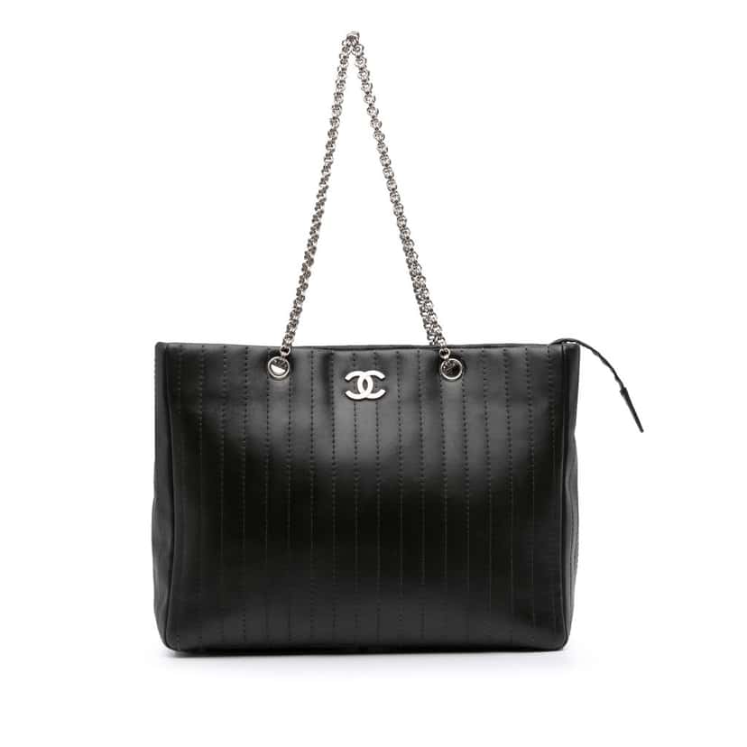 Chanel Quilted Lambskin Mademoiselle Tote Black Leather Good condition - Front View
