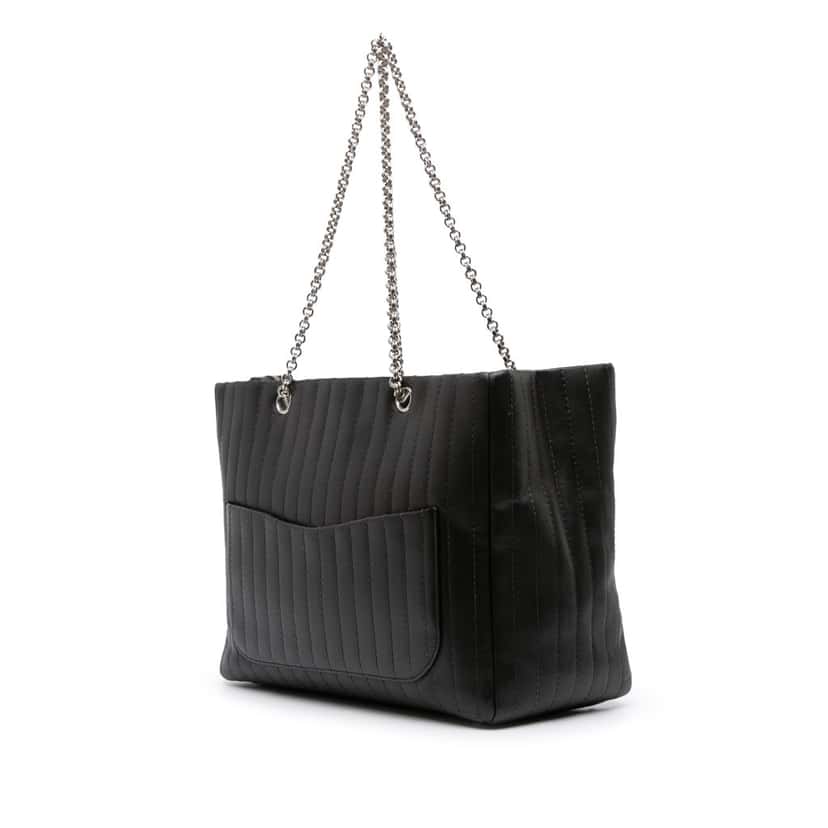 Chanel Quilted Lambskin Mademoiselle Tote Black Leather Good condition - Back View