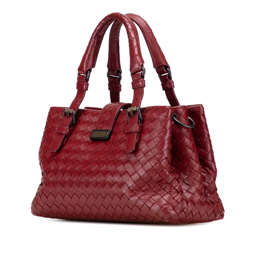 Bottega Veneta Mini Nappa Intrecciato Roma Satchel Red Leather Good condition - Back View