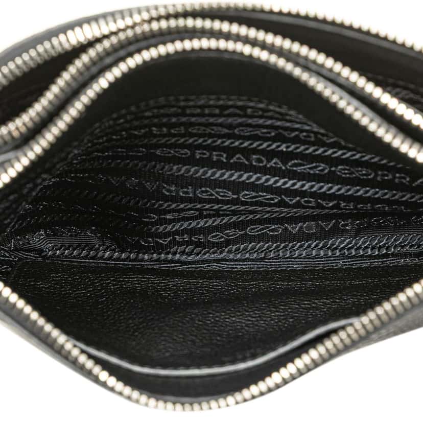 Prada Vitello Phenix Double Zip Crossbody Black Leather Good condition - Model View