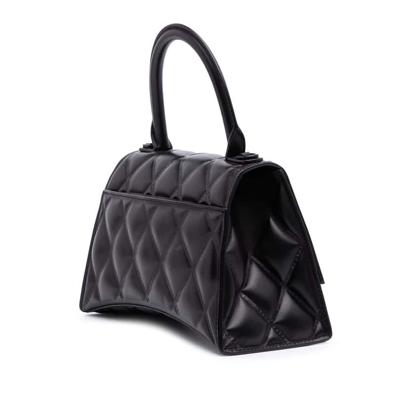 Balenciaga Small Quilted Leather Hourglass Top Handle Bag Black Leather Good condition - Back View