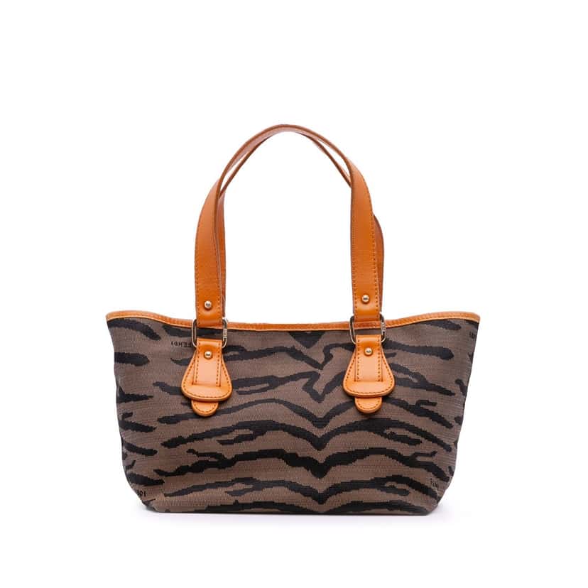 Fendi Zebra Print Canvas Handbag Brown Canvas Good condition - Front View